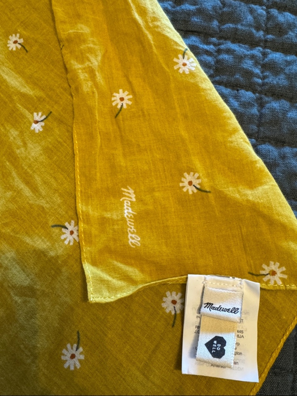 Madewell Mustard Yellow Daisy Scarf Bandana - Picture 2 of 5